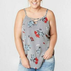 Daytrip Navy Pinstripe & Floral Cami